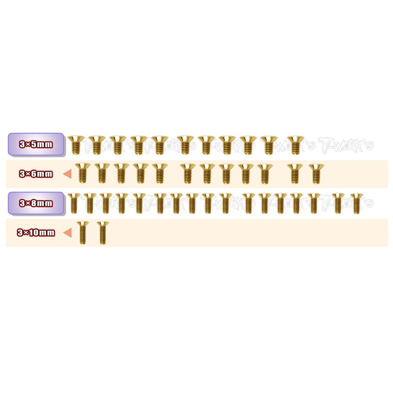 GSS-A800R-B  Gold Plated Steel Screw Set( Bottom )42pcs. ( For Awesomatix A800R )