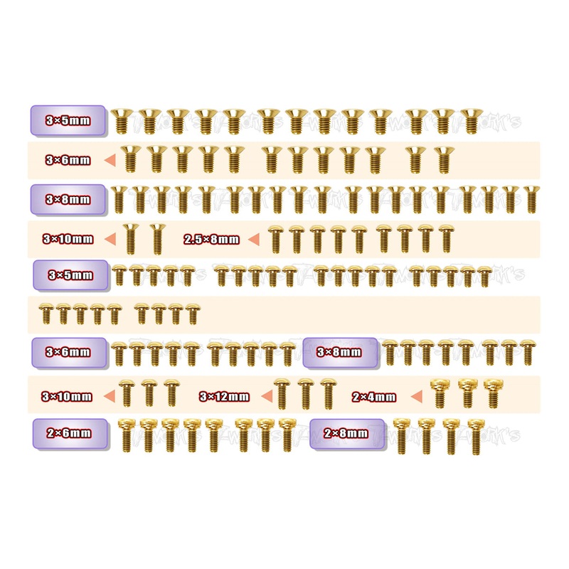 GSS-A800R Gold Plated Steel Screw Set 123pcs. ( For Awesomatix A800R )