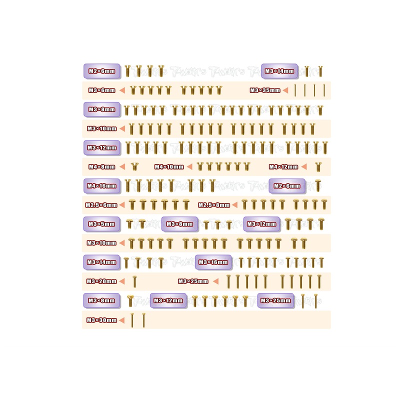 GSS-S35-T2       Gold Plated Steel Screw Set 174pcs. ( For Sworkz S35-T2 )