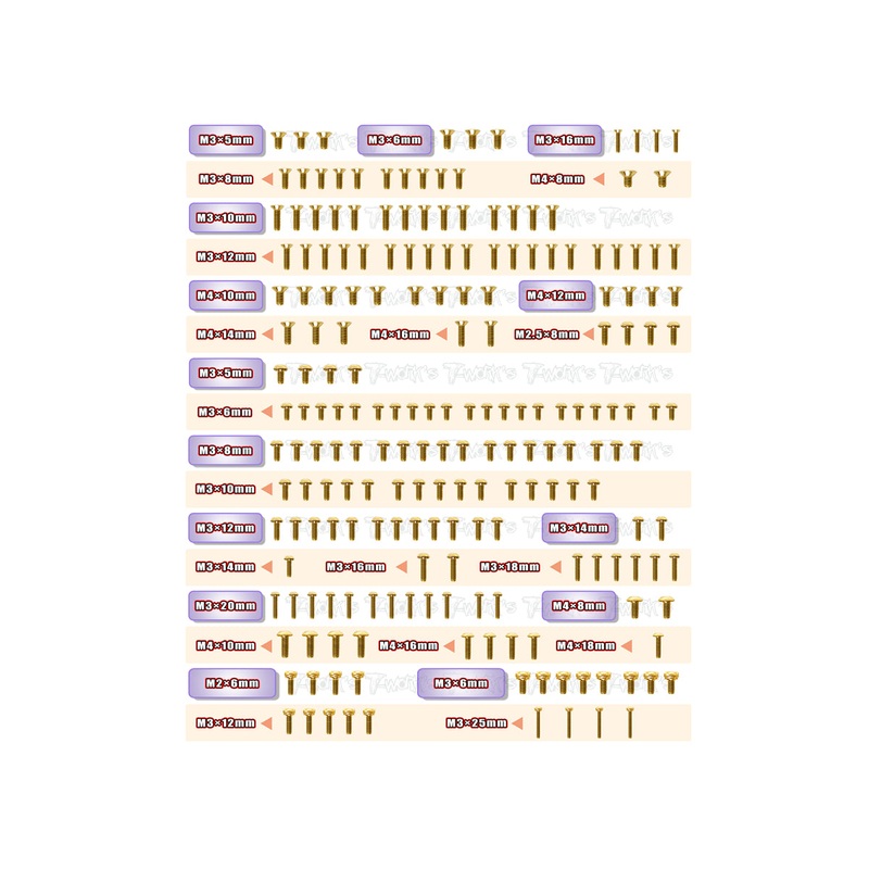 GSS-X3GTS'23  Gold Plated Steel Screw Set 204pcs. ( For Hong Nor X3 GTS 2023 )