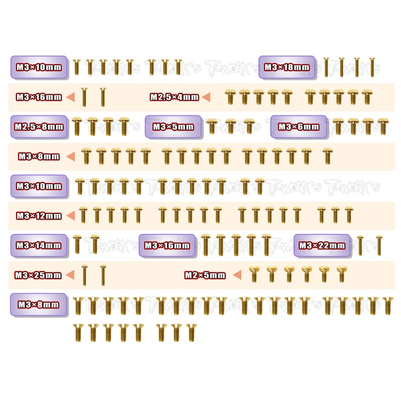 GSS-XB2C'23Gold Plated Steel Screw Set 126pcs. ( For Xray XB2C'23 )