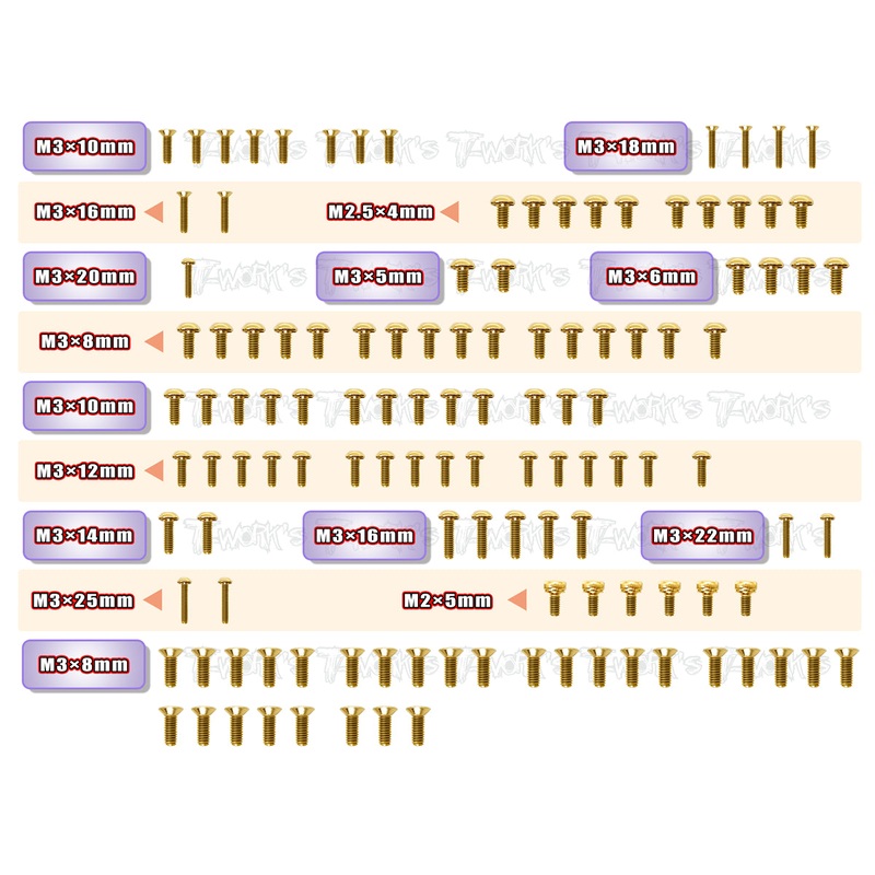 GSS-XB2D'23Gold Plated Steel Screw Set 121pcs. ( For Xray XB2D'23 )