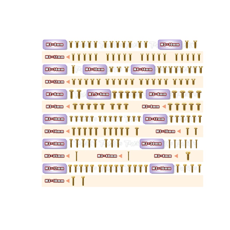 GSS-XB8'23 Gold Plated Steel Screw Set 158pcs. ( For Xray XB8'23 )