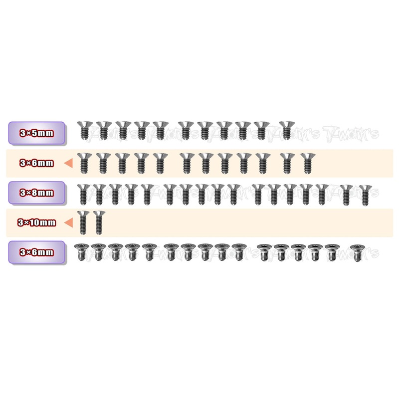 TSS-A800R-B 64 Titanium Screw set ( Bottom )58pcs.(For Awesomatix A800R )