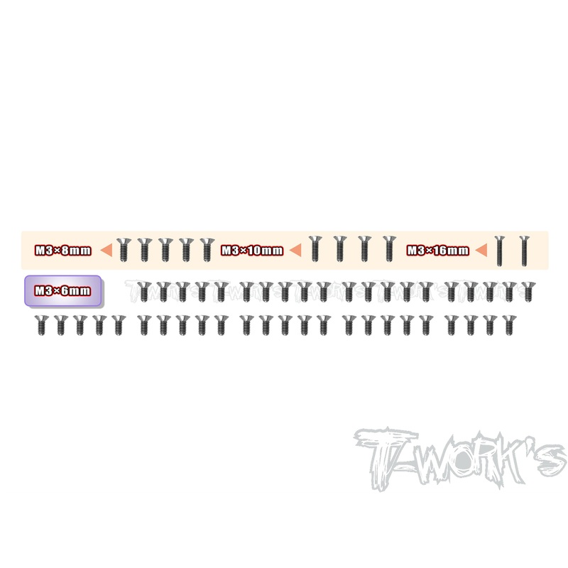 TSS-AT1-B 64 Titanium Screw set ( Bottom )55pcs.(For Xpress AT1 )