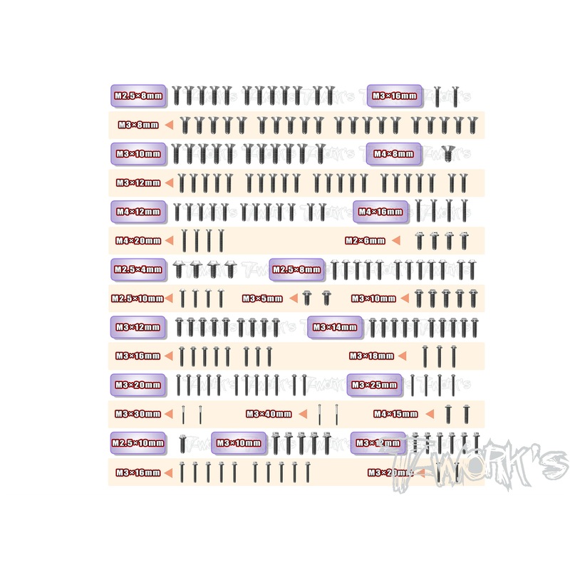 TSSU-8IGHT-X   64 Titanium Screw set ( UFO Head ) 195pcs.( For TLR 8IGHT-X-elite )