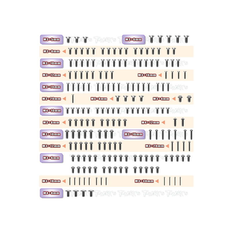 TSSU-RAPTOR  64 Titanium Screw set ( UFO Head ) 190pcs.( For RAPTOR )