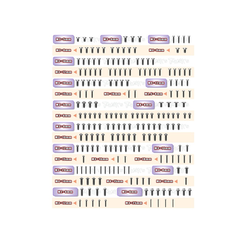 TSSU-X3GTS'2364 Titanium Screw set ( UFO Head ) 208pcs.( For Hong Nor X3 GTS 2023 )