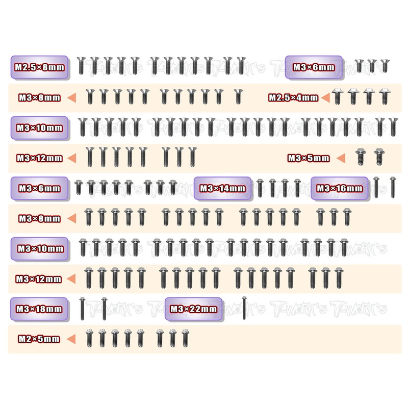 TSSU-XB4D'23   64 Titanium Screw set ( UFO Head ) 142pcs.( For Xray XB4D'23 )
