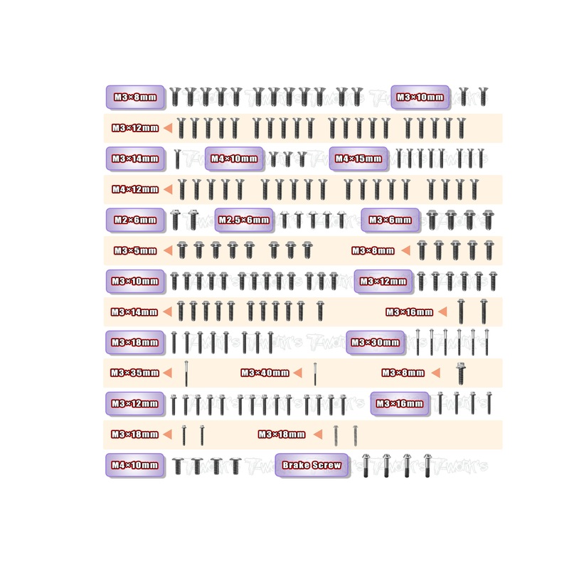 TSSU-XB8'2364 Titanium Screw set ( UFO Head ) 168pcs.( For Xray XB8'23 )