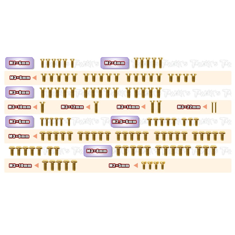 GSS-BDFWD Gold Plated Steel Screw Set 119pcs. ( For Yokomo BD FWD )