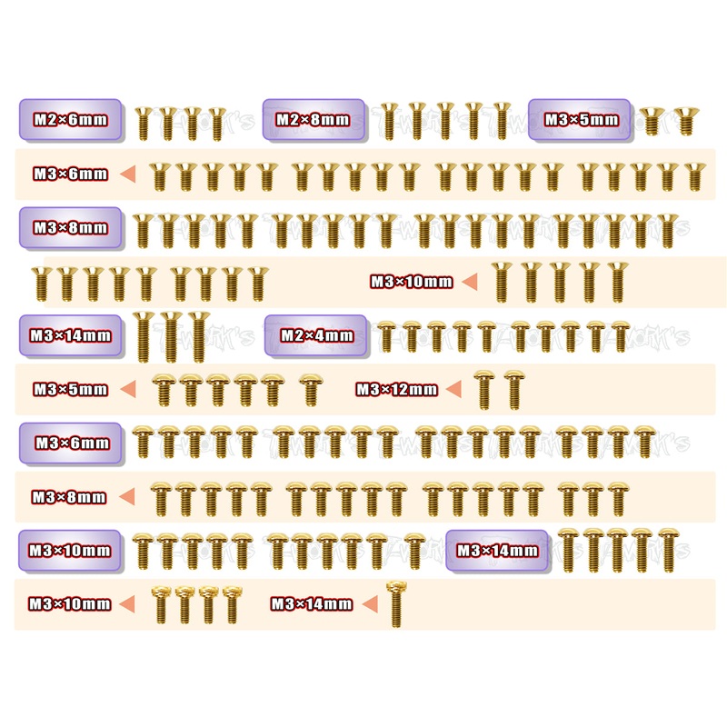 GSS-IF15-II   Gold Plated Steel Screw Set 144pcs. ( For Infinity IF15-II )