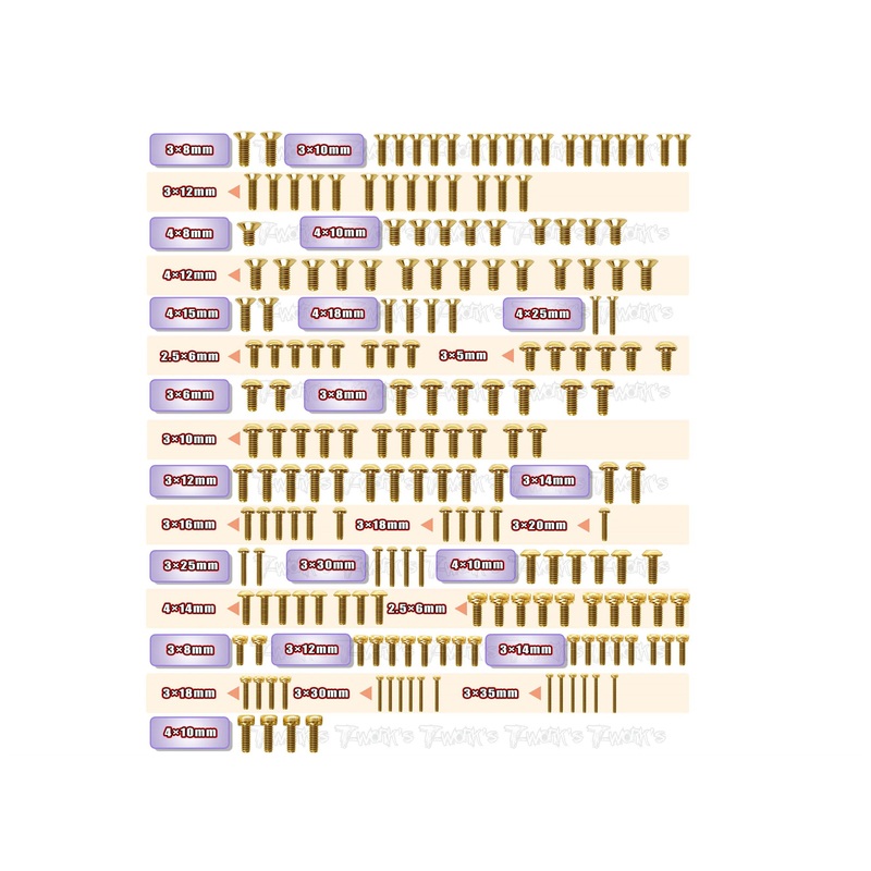 GSS-N1    Gold Plated Steel Screw Set 191pcs. ( For Agama N1 )