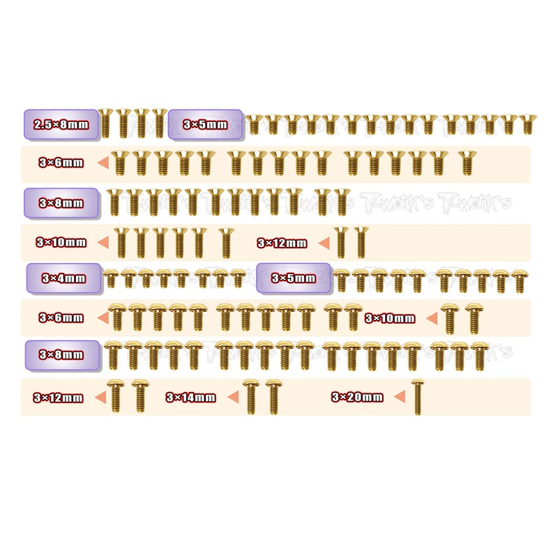 GSS-X4F'24Gold Plated Steel Screw Set 110pcs. ( For Xray X4F 2024 )