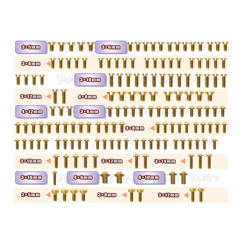 GSSU-R83E    Gold Plated Steel UFO Screw Set 159pcs. ( For ARC R83E )