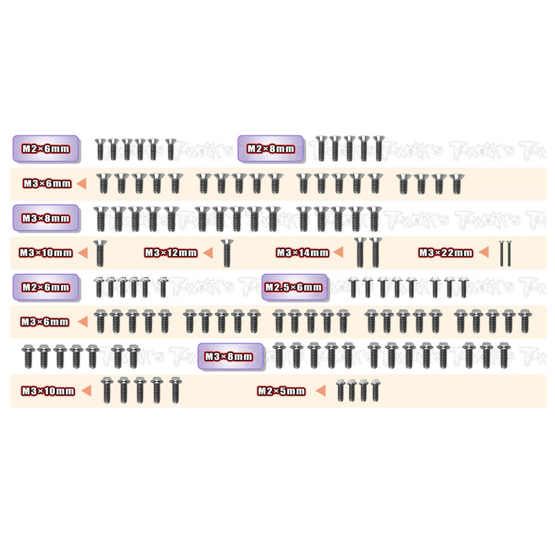 TSSU-BDFWD   64Titanium Screw set ( UFO Head ) 119pcs.( For Yokomo BD FWD )