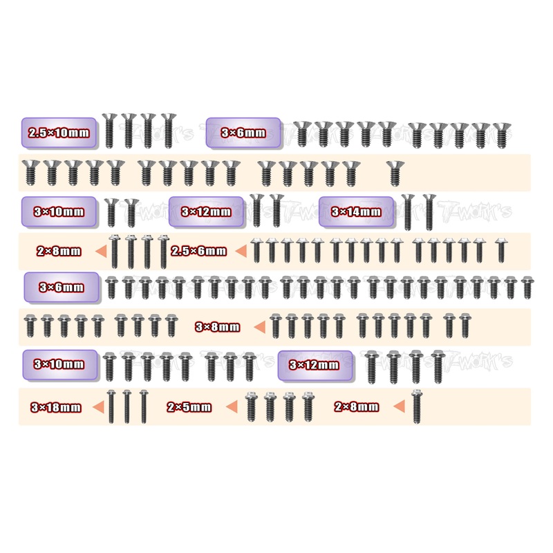 TSSU-MD1.0  64 Titanium Screw set ( UFO Head ) 122pcs.( For Yokomo MD1.0 )