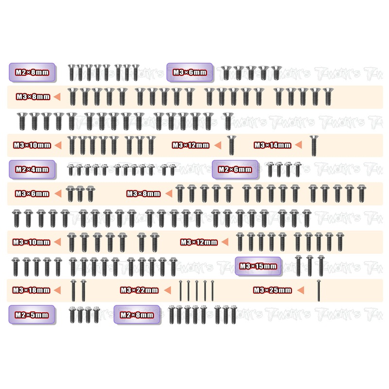 TSSU-MO1.0  64 Titanium Screw set ( UFO Head ) 171pcs.( For Yokomo MO1.0 )