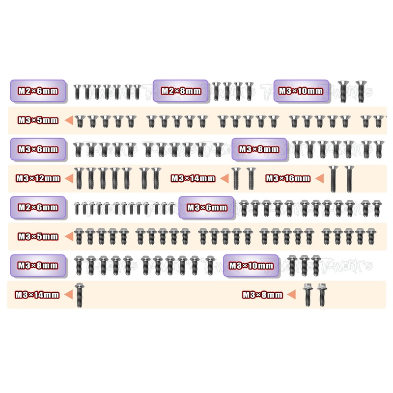 TSSU-MTC2R64 Titanium Screw set ( UFO Head ) 131pcs.( For Mugen MTC2R )