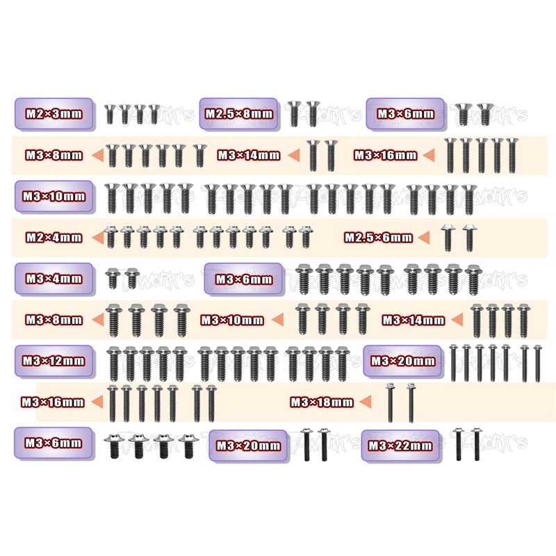 TSSU-RC10T6.464 Titanium Screw set ( UFO Head ) 115pcs.( For Team Associated RC10 T6.4 )
