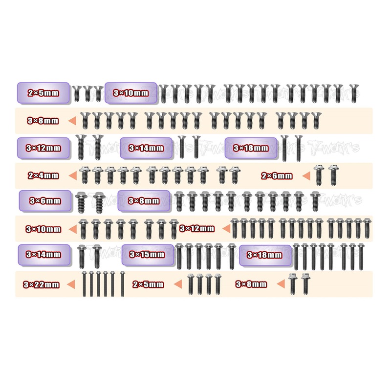 TSSU-SO1.0   64 Titanium Screw set ( UFO Head ) 122pcs.( For Yokomo SO1.0 )