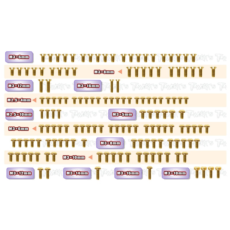 GSS-750EGold Plated Steel Screw Set 151pcs. ( For Serpent 750e NATRIX )