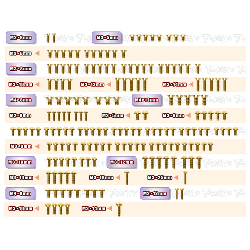 GSS-IF18-3Gold Plated Steel Screw Set 181pcs.( For Infinity IF18-3 )