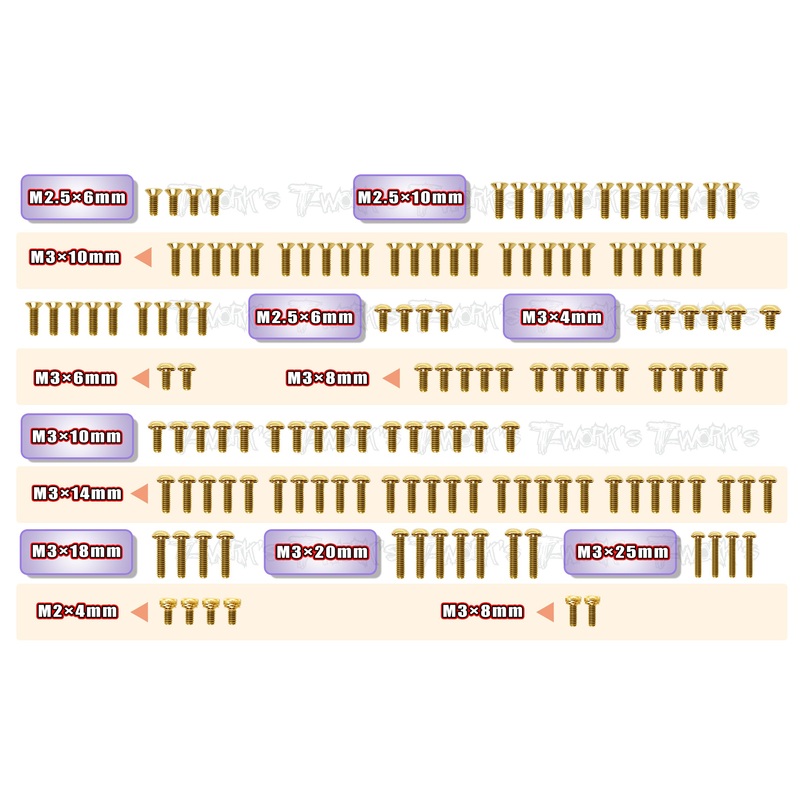 GSS-SCT410SL-REV2   Gold Plated Steel Screw Set 141pcs. ( For Tekno SCT 410SL REV2 )