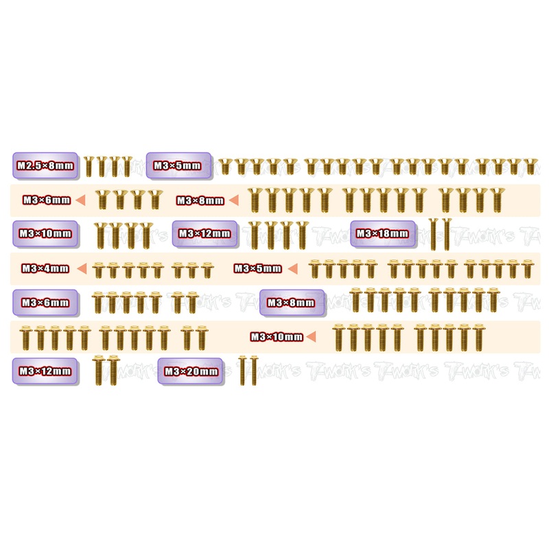 GSSU-X4'24Gold Plated Steel UFO Screw Set 117pcs. ( For Xray X4 2024 )