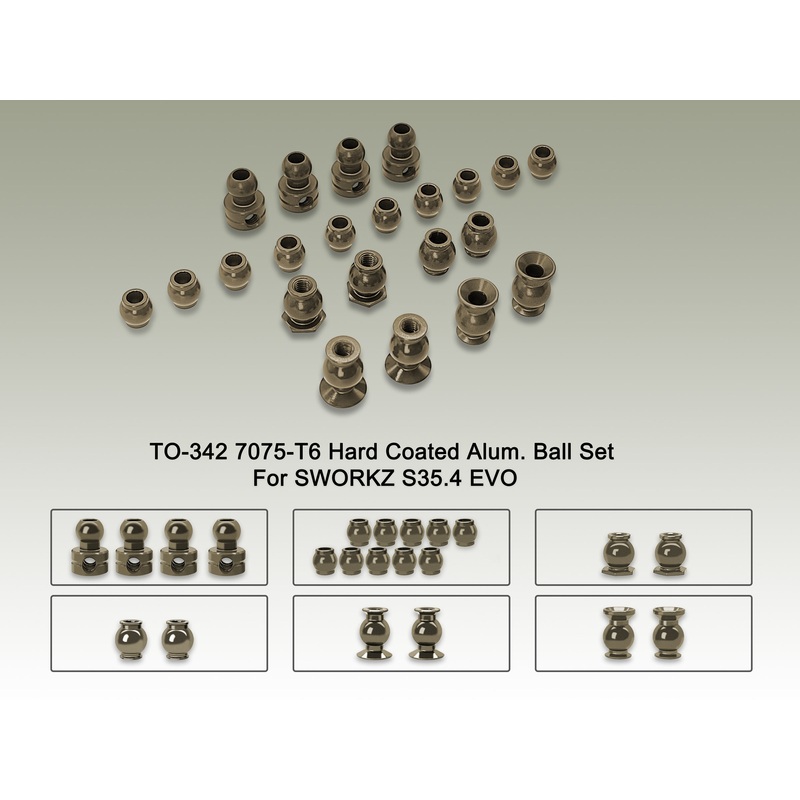 TO-342     7075-T6 Hard Coated Alum. Ball Set ( For SWORKZ S35.4 EVO ) 22pcs.