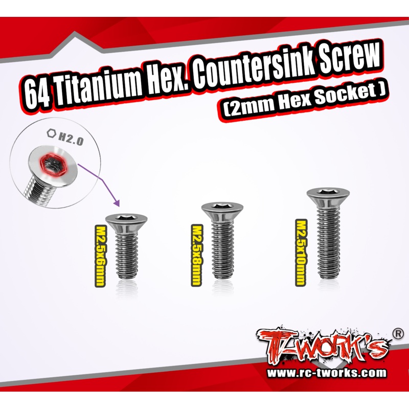 TSS-H2 64 Titanium Hex. Countersink Screw (2mm Hex Socket )