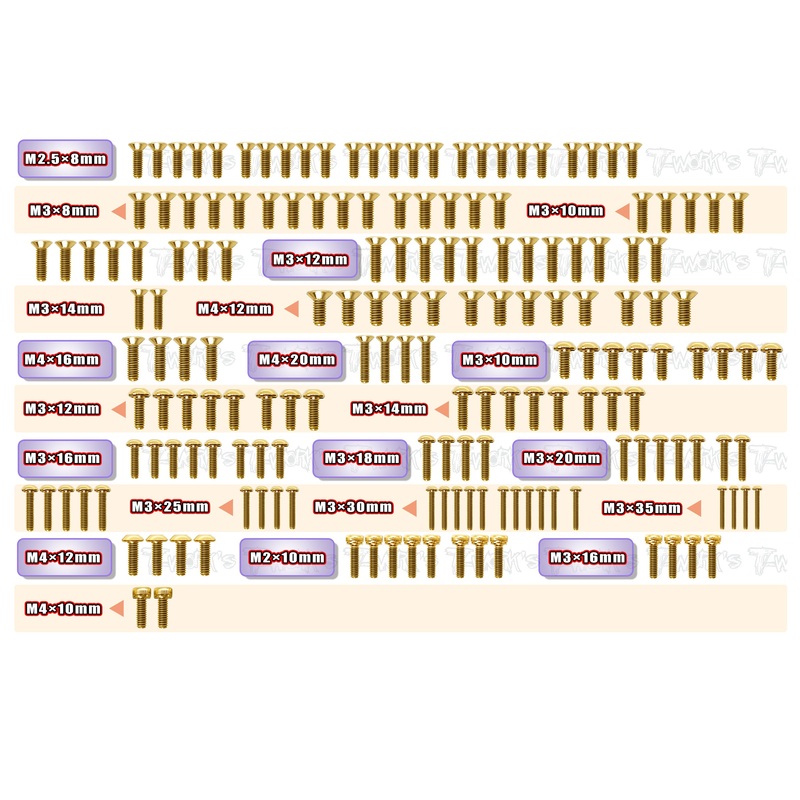 GSS-8IGHT XE2.0   Gold Plated Steel Screw Set 173pcs.( For TLR 8IGHT XE2.0 )