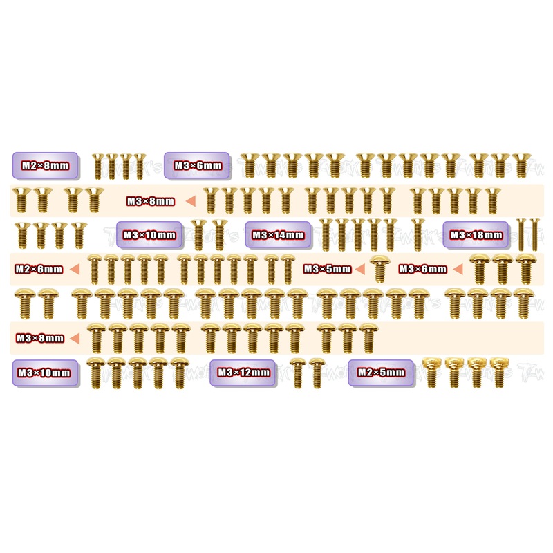 GSS-MS1.0   Gold Plated Steel Screw Set 111pcs.( For Yokomo MS1.0 )