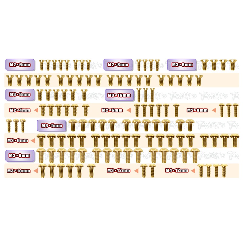 GSS-TC10-3   Gold Plated Steel Screw Set 121pcs.( For AXON TC10/3 )