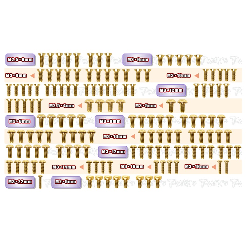 GSS-XB4C'24   Gold Plated Steel Screw Set 143pcs.( For Xray XB4C'24 )