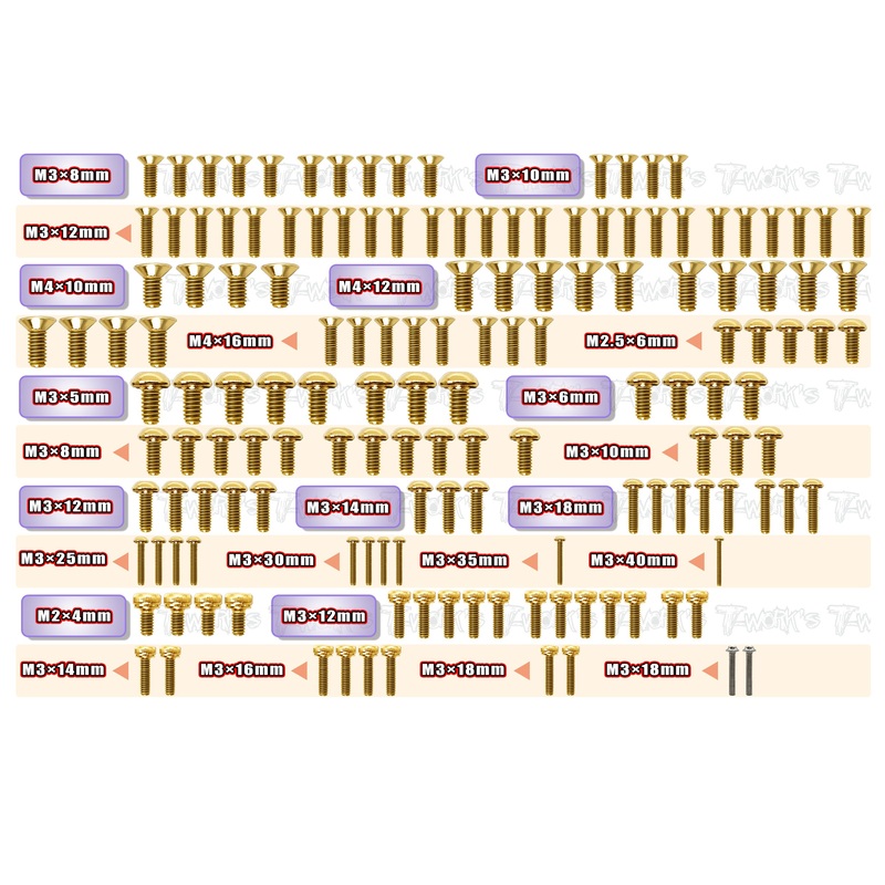 GSS-XB8E'24   Gold Plated Steel Screw Set 149pcs.( For Xray XB8E'24 )