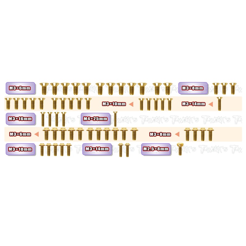 GSSU-F1ULR5   Gold Plated Steel UFO Screw Set 59pcs.( For EXOTEK F1 ULTRA R5 )