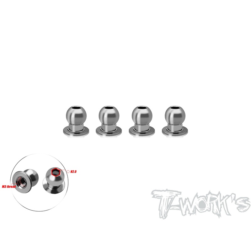 TP-132-G   64 Titanium 5mm Ball With M3 Thread ( For Mugen MTC2R ) 4pcs.