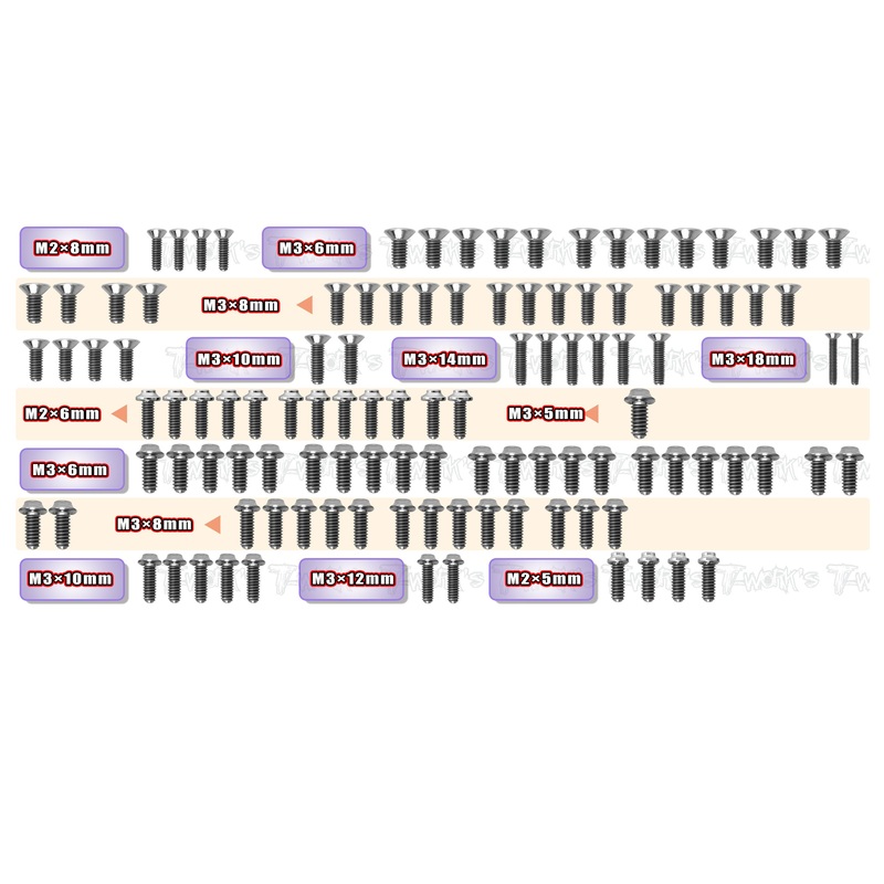 TSSU-MS1.0  64 Titanium Screw set ( UFO Head ) 111pcs.( For Yokomo MS1.0 )