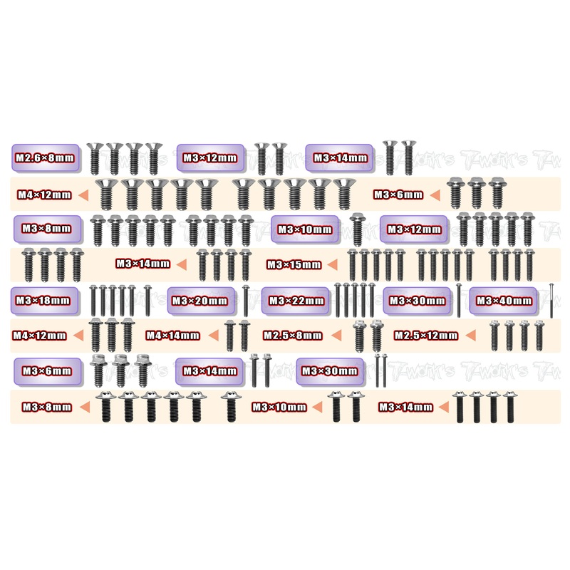 TSSU-Slash2WD   64 Titanium Screw set ( UFO Head ) 102pcs.( For TRASSAS Slash 2WD )