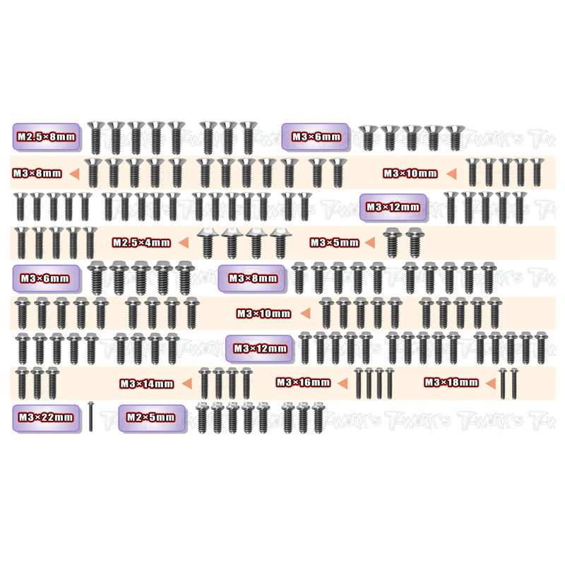 TSSU-XB4C'24   64 Titanium Screw set ( UFO Head ) 143pcs.( For Xray XB4C'24 )