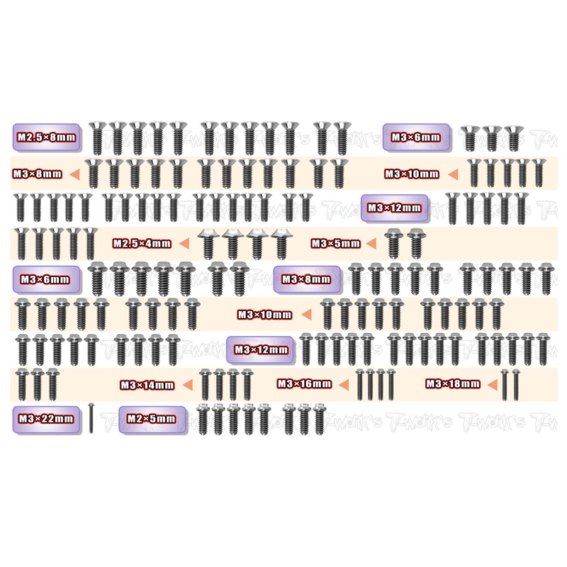 TSSU-XB4D'24   64 Titanium Screw set ( UFO Head ) 147pcs.( For Xray XB4D'24 )