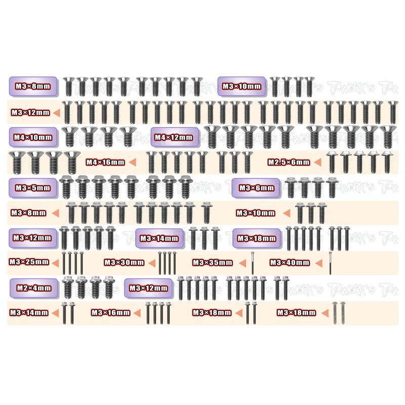 TSSU-XB8E'24   64 Titanium Screw set ( UFO Head ) 149pcs.( For Xray XB8E'24 )