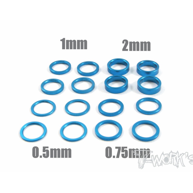TA-051 Aluminum 6mm Bore Washer Set  0.5, 0.75 ,1 ,2mm each 4pcs.