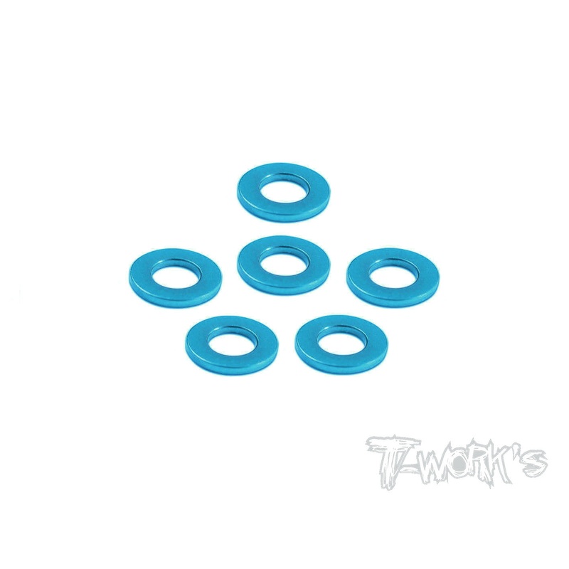 TA-059 Aluminum 2mm Bore Washer 0.5mm (Tamiya Blue)  6pcs.