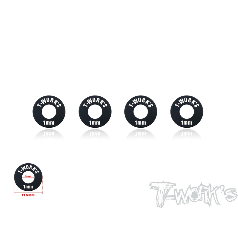 TA-102-1BK   Aluminum 5mm Bore Wheel Shim 1mm 4 pcs. ( Black )
