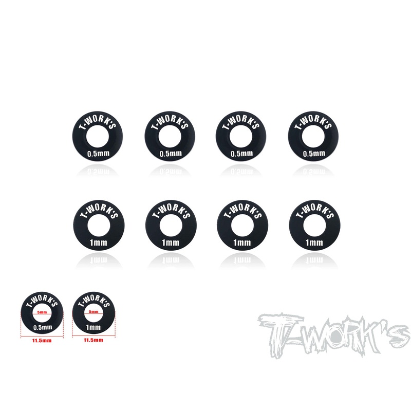TA-102BK  Aluminum 5mm Bore Wheel Shim Set 0.5/1mm Each 4 pcs. ( Black )