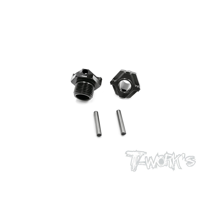 TO-245-M2 Black Hard Coated 7075-T6 Alum.Light Weight Wide Offset Wheel Hub +2mm ( For Mugen MBX6/7/7R/MGT7/MBX8/Mugen MBX8R ) 2pcs.