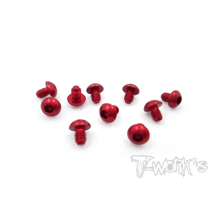 ASS-305BR 7075-T6 Hex. Socket Button Head Screw(Red)  3x5mm 10pcs.