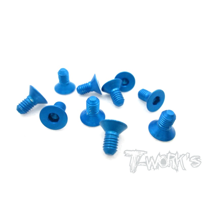 ASS-305CB 7075-T6 Hex. Countersink Screw (Blue) 3mm x 5mm 10pcs.